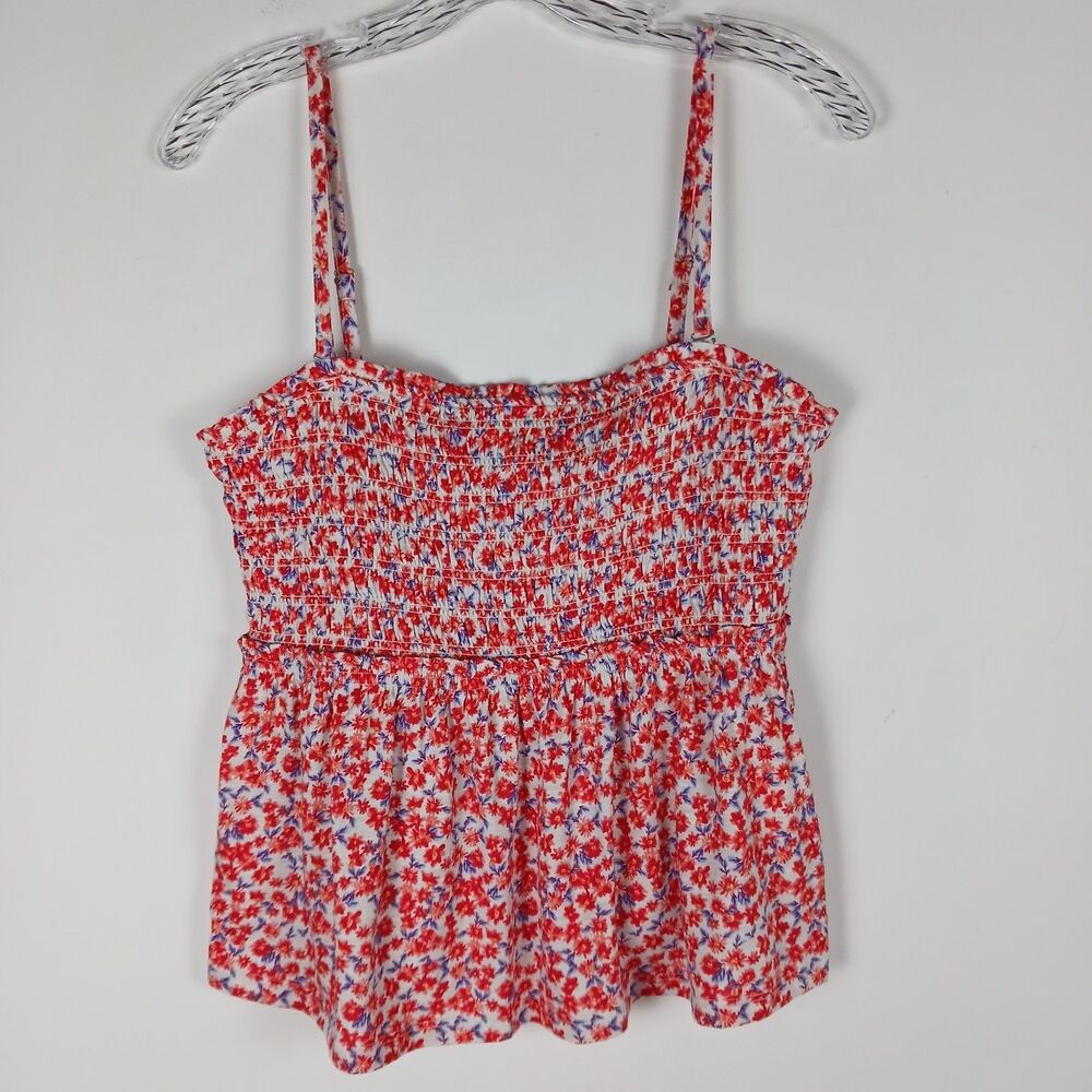 Rewind Smocked Tank Top Juniors L Removable Straps Floral NWT